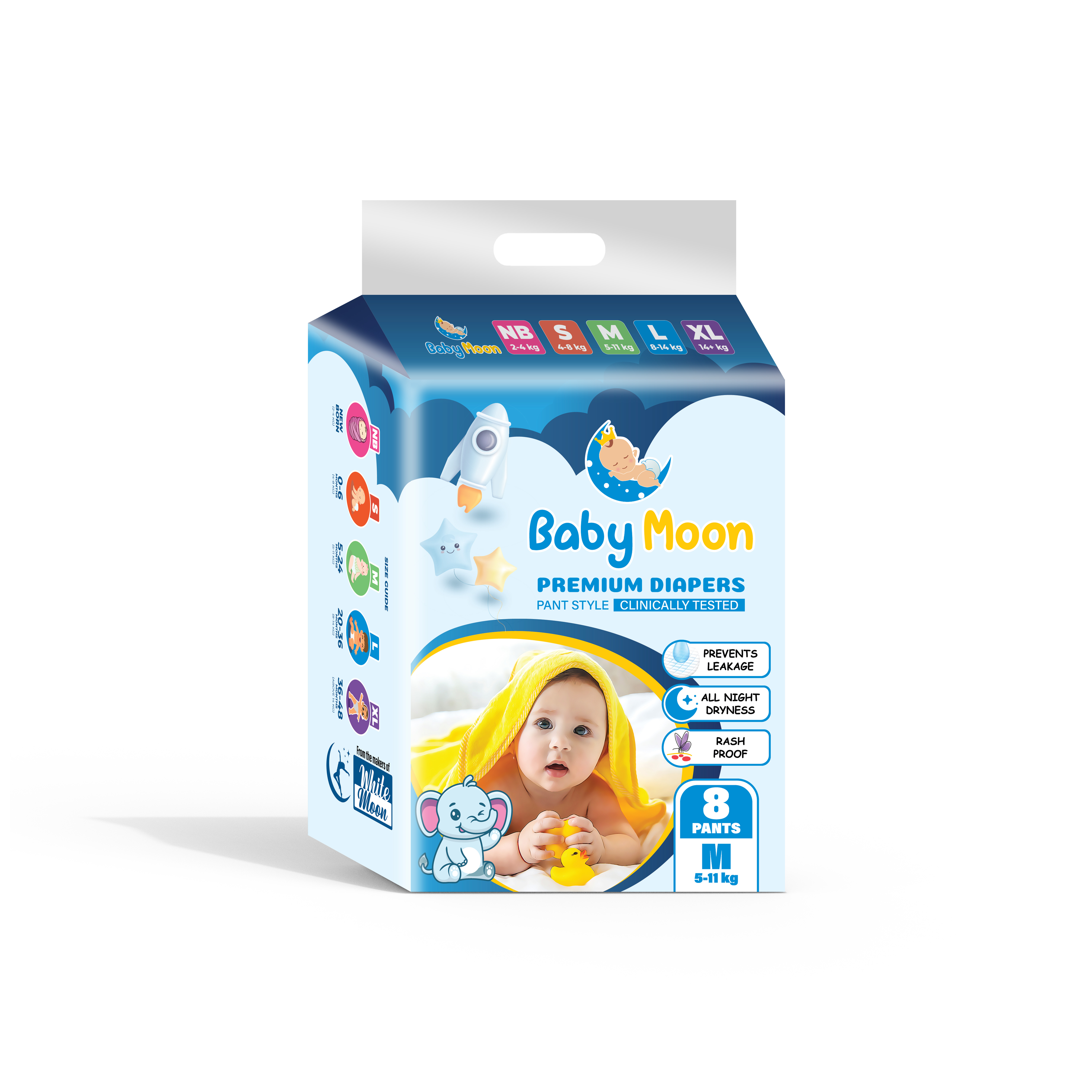 Baby Moon Diapers Pant Style Common Pack M8