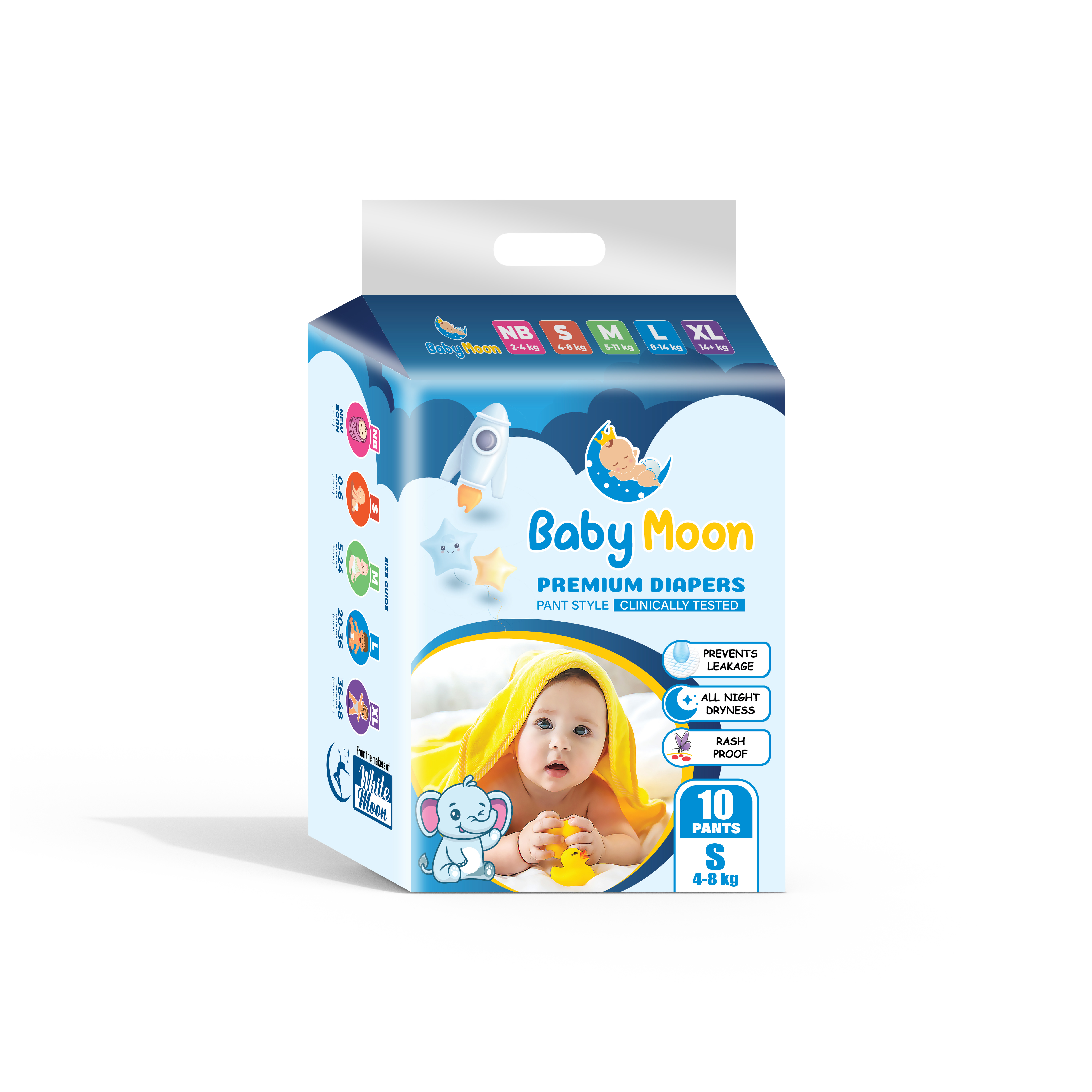 Baby Moon Diapers Pant Style Common Pack S10