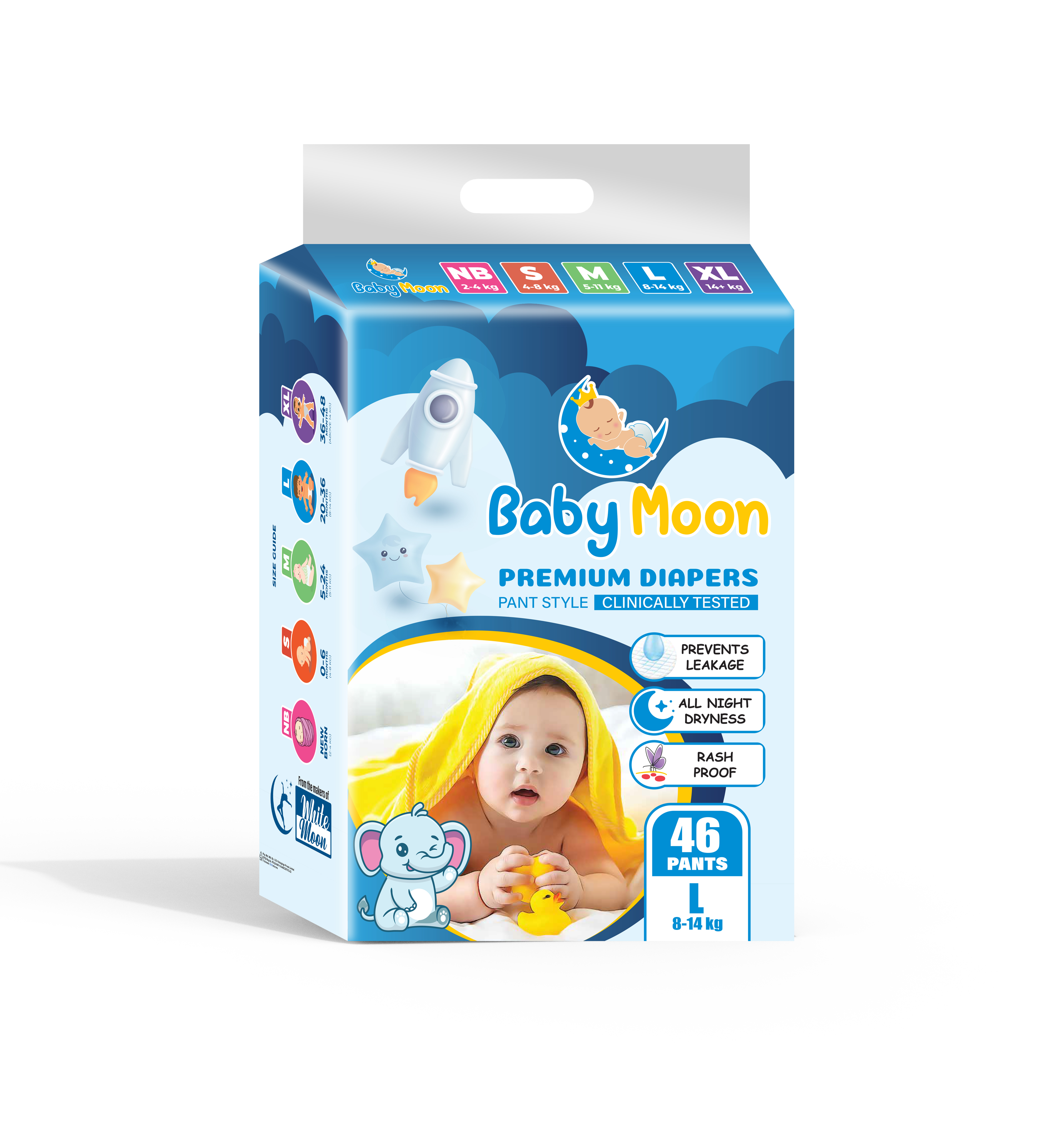 Baby Moon Diapers Pant Style Eco Pack L46